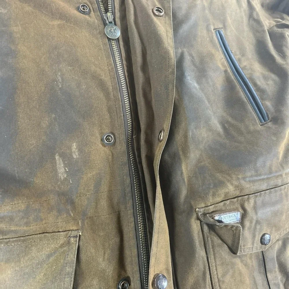 Outback Trading Company Jacket Mens Medium Brown Oilskin Pathfinder 2707